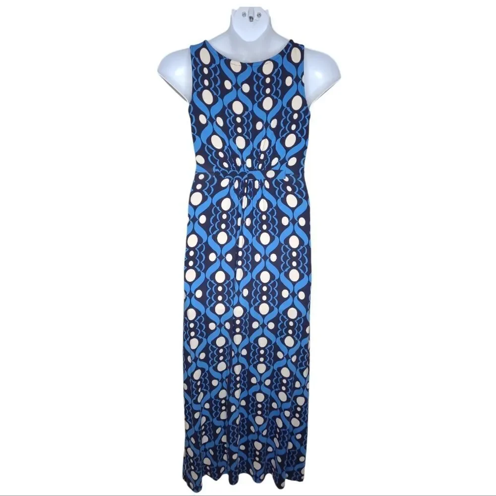 BODEN blue printed jersey sleeveless maxi dress‎ WH752 8 - Picture 3 of 8